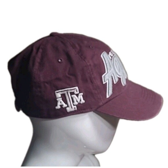 Texas A&M Aggues 47 Brand Script  Adjustable Cap Embroidered Maroon White Gray - Picture 2 of 8